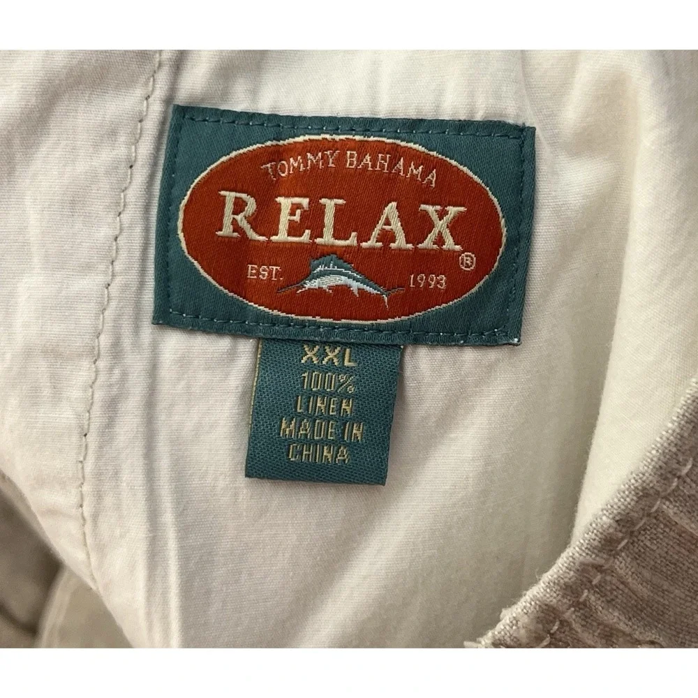 Tommy Bahama Relax Linen Cargo Pants Mens Size XXL Beige Straight Leg Pockets